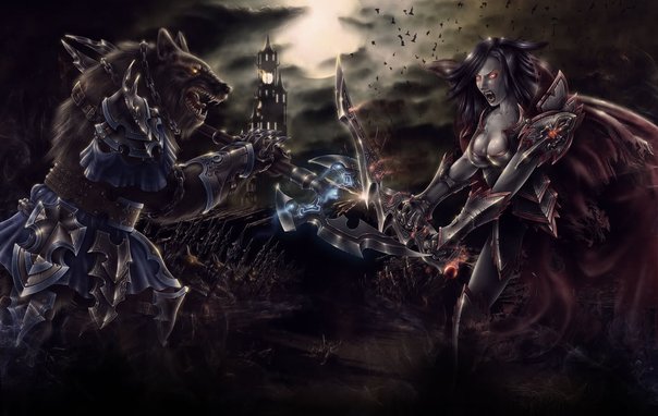 Vampire Fighting Werewolf