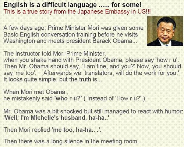 English is difficult for some .........