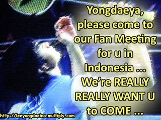 ONLINE PETITION - LEE YONG DAE FAN MEETING IN INDONESIA