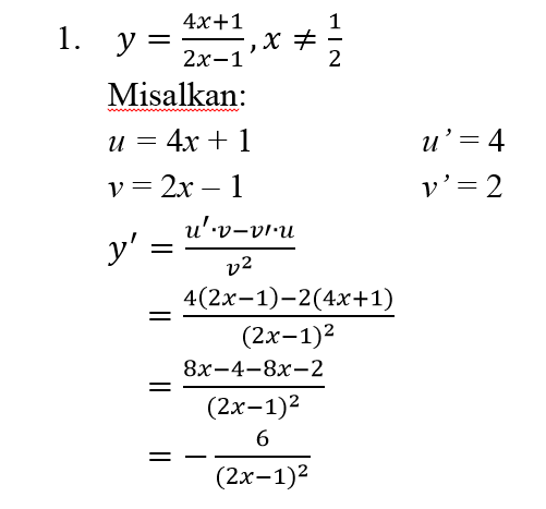 Rumus Turunan Pembagian