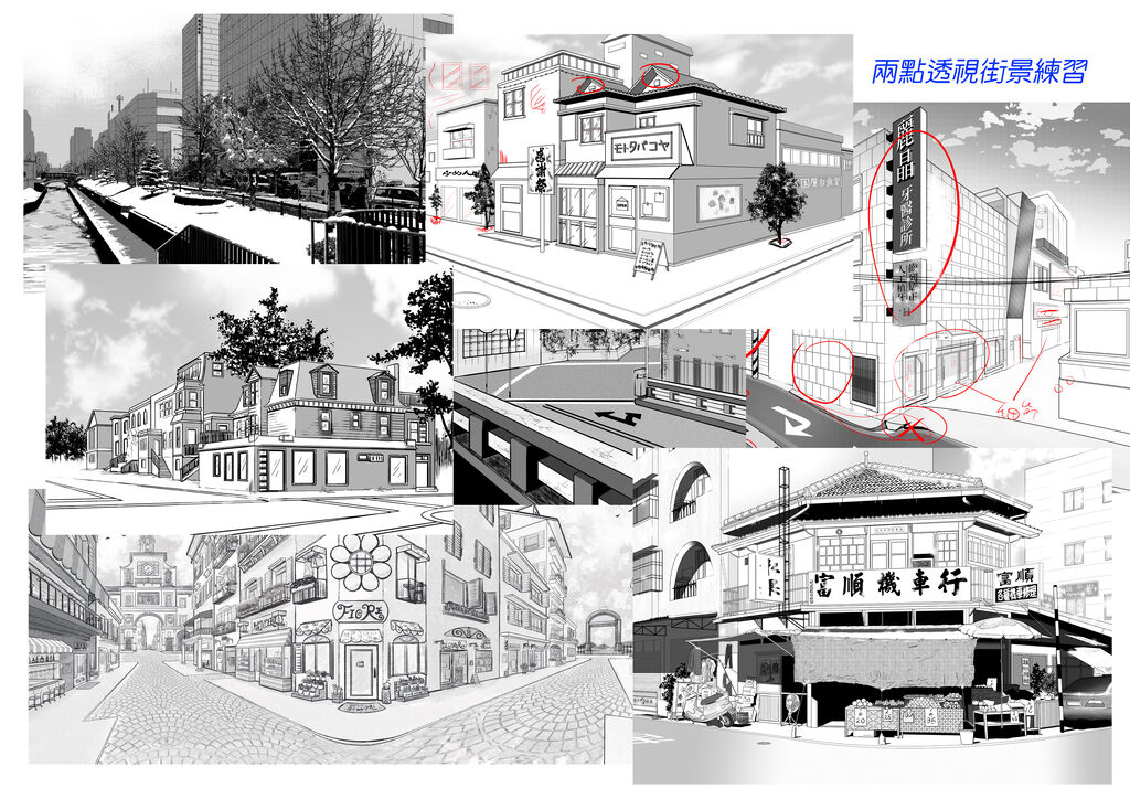 曾老師這周角川學生的兩點透視街景練習 上課時問了同學 是不是有畫過漫畫背景的經驗 Nwjgpa Plurk