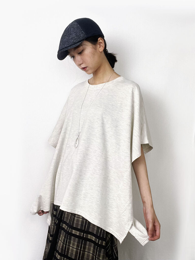 4カラー - マナスリットT #A235 - Tシャツ - コットン・麻 ブラック