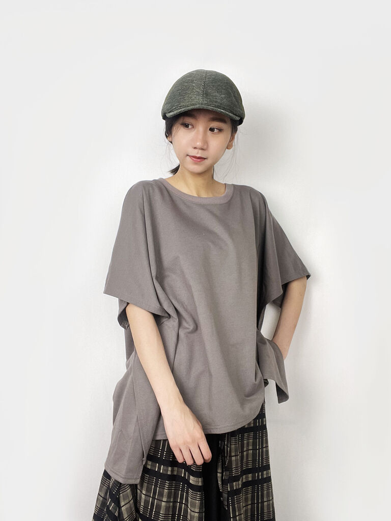 4カラー - マナスリットT #A235 - Tシャツ - コットン・麻 ブラック