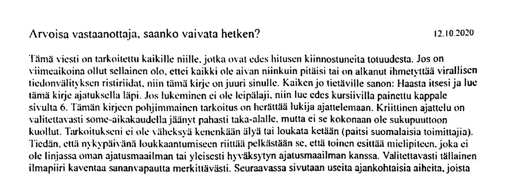 Arvoisa Vastaanottaja