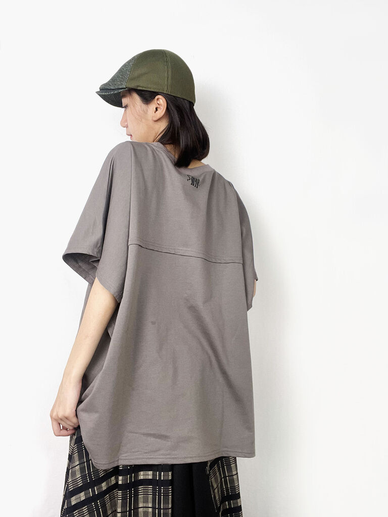 4カラー - マナスリットT #A235 - Tシャツ - コットン・麻 ブラック