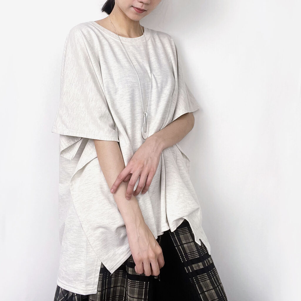 4カラー - マナスリットT #A235 - Tシャツ - コットン・麻 ブラック